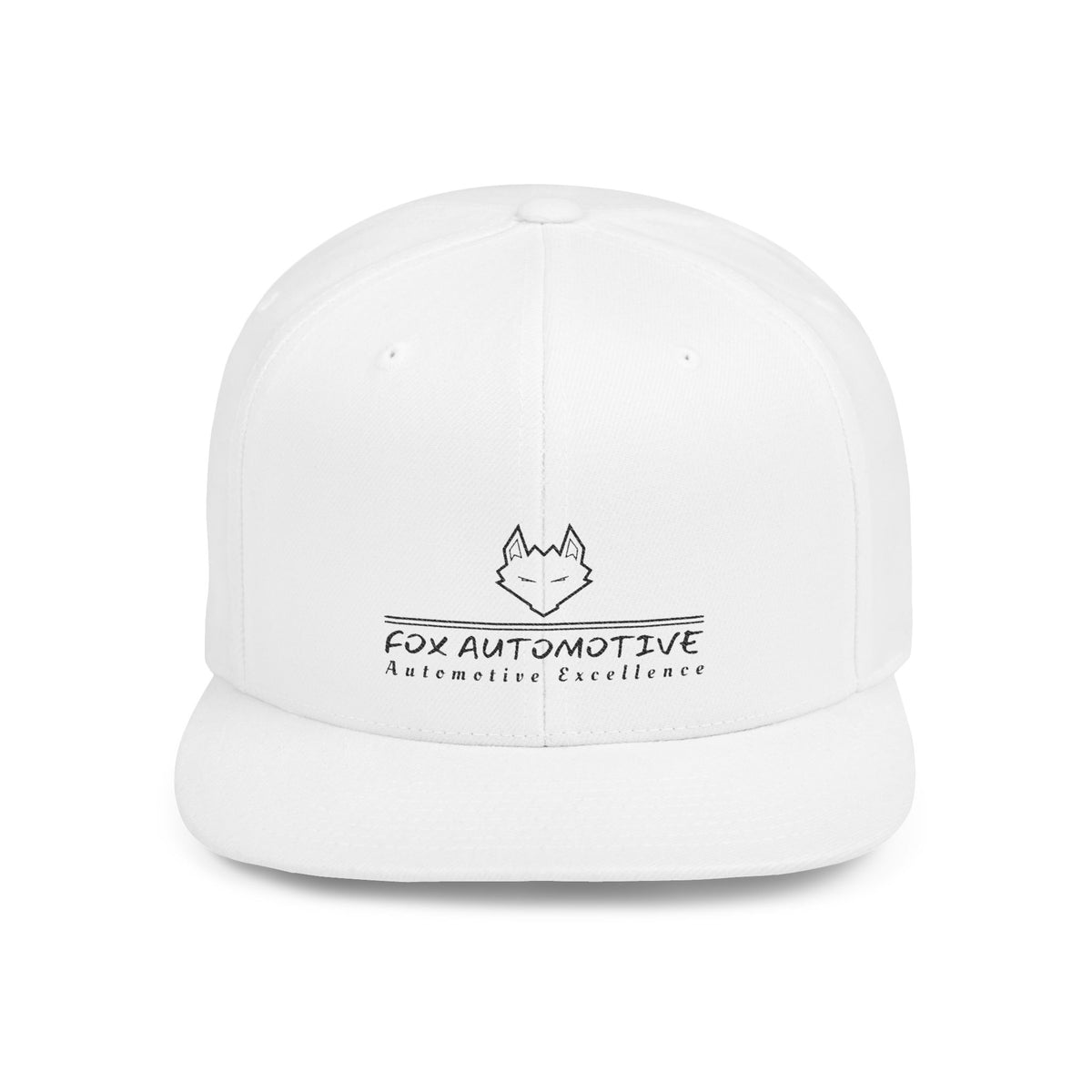 Fox Automotive Flat Bill Snapback Hat – Minimal Logo Car Enthusiast Cap