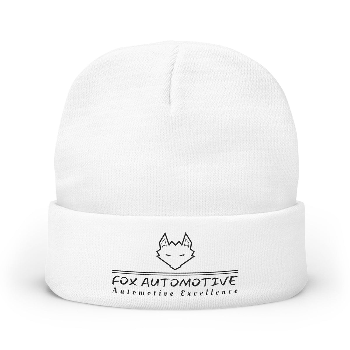 Fox Automotive Embroidered Knit Beanie — Automotive Logo Winter Hat