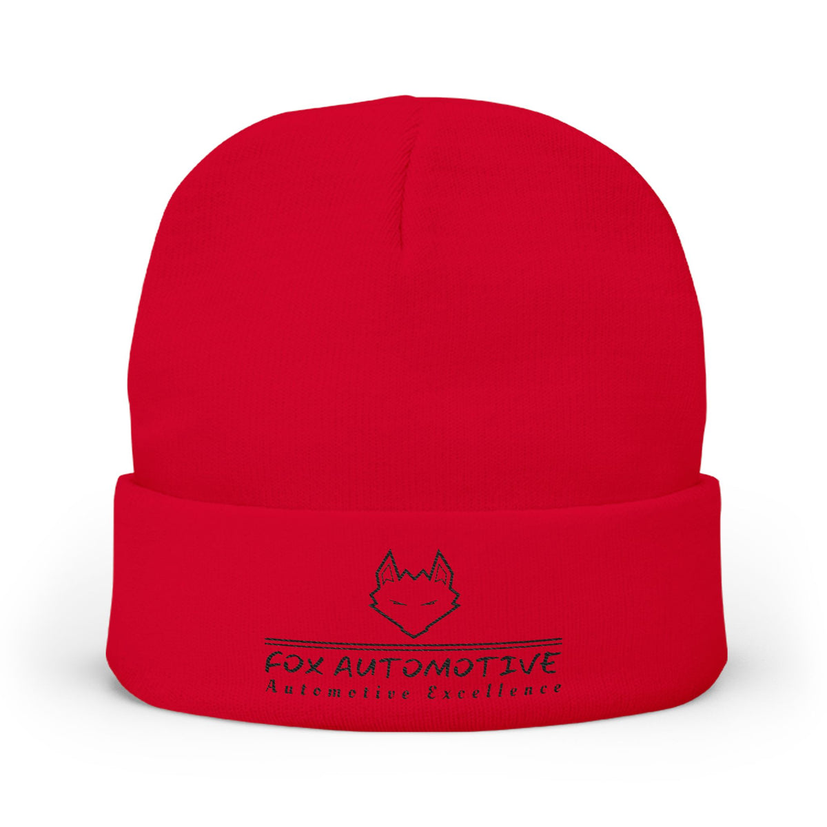 Fox Automotive Embroidered Knit Beanie — Automotive Logo Winter Hat